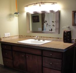 Traditional Bathroom with Concrete Counter Top